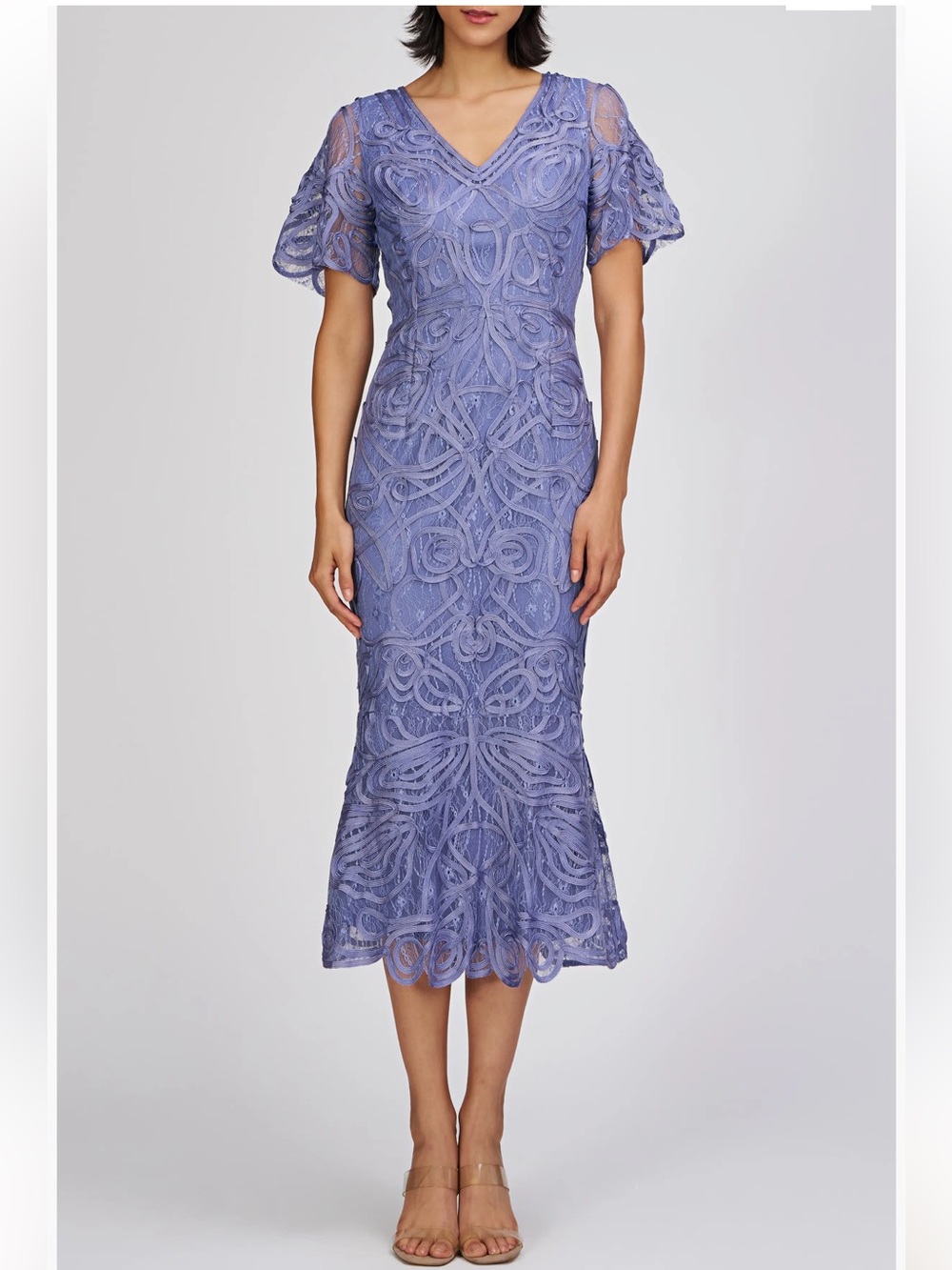 JS Collections Camila Soutache Cocktail Midi Dress Blue Size 10